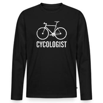 Cyclologiste Silhouette de vélo - T-shirt manches longues Premium bio Homme - noir - Devant - Nico (187cm)