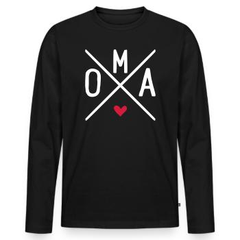 Oma - Männer Premium Bio Langarmshirt - Schwarz - Vorne - Nico (187cm)