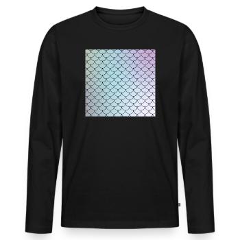 Motif d’écailles de poisson aquarelle - T-shirt manches longues Premium bio Homme - noir - Devant - Nico (187cm)