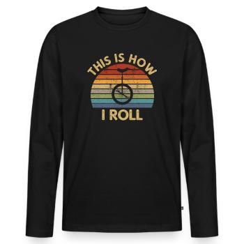 Monocycle rétro disant cadeau de vélo de vélo monocycle - T-shirt manches longues Premium bio Homme - noir - Devant - Nico (187cm)