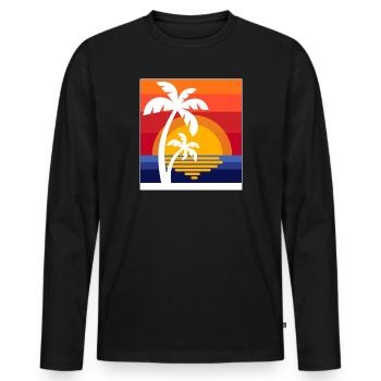 Palm trees Caribbean summer sun beach sea time out - Men's Premium Organic Long Sleeve Shirt - black - Front - Nico (187cm)