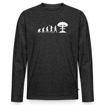 Evolution-Atombombe - Männer Premium Bio Langarmshirt - Anthrazit meliert - Vorne - Nico (187cm)