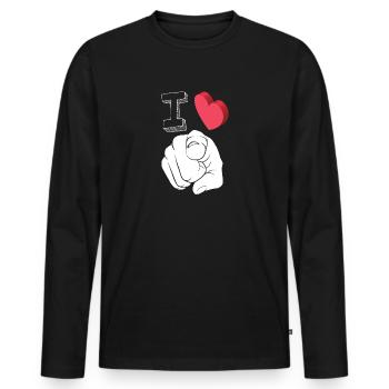 I ♡ you - je t'aime - idée cadeau saint valentin - T-shirt manches longues Premium bio Homme - noir - Devant - Nico (187cm)