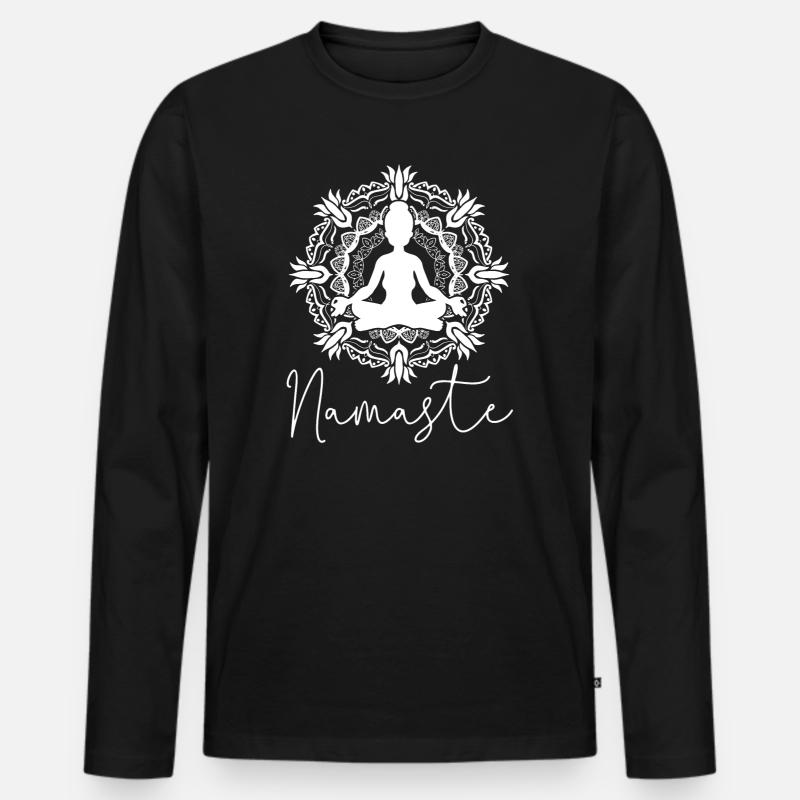 Namaste - Männer Premium Bio Langarmshirt - Schwarz