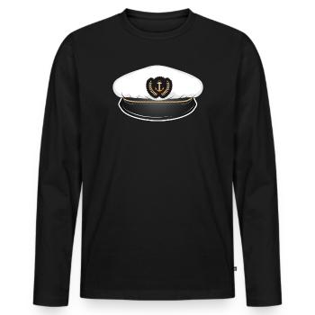 Captain's hat for the captain on his ship - Men's Premium Organic Long Sleeve Shirt - black - Front - Nico (187cm)