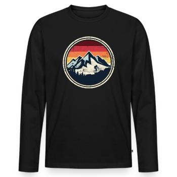Retro Ridge Mountain Biker Silhouette - Men's Premium Organic Long Sleeve Shirt - black - Front - Nico (187cm)