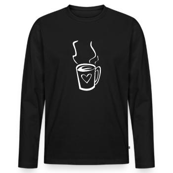 Café Illustration - T-shirt manches longues Premium bio Homme - noir - Devant - Nico (187cm)