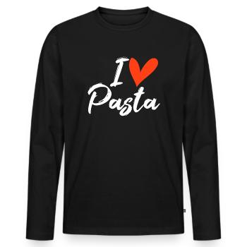 Pasta - Männer Premium Bio Langarmshirt - Schwarz - Vorne - Nico (187cm)