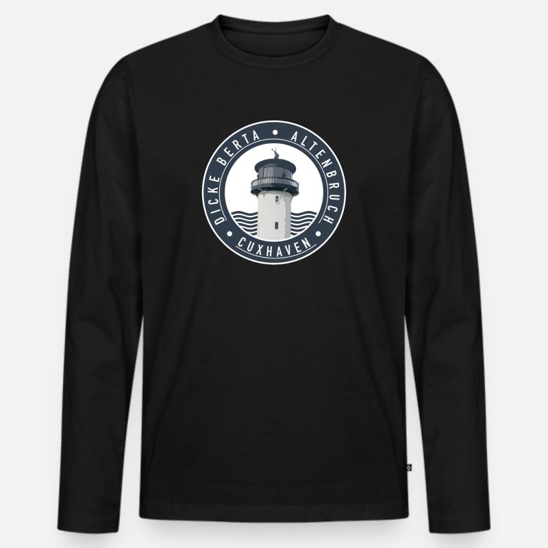 Leuchtturm Dicke Berta - Altenbruch (Cuxhaven) - Männer Premium Bio Langarmshirt - Schwarz