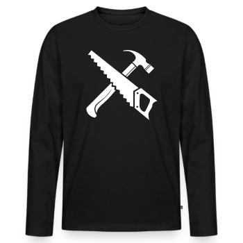 Saw Hammer Tool Symbol Gift Saw Icon - Men's Premium Organic Long Sleeve Shirt - black - Front - Nico (187cm)