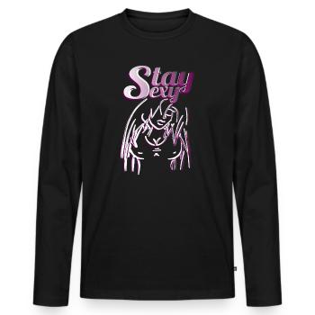 Beautiful Girl Stay Sexy - Men's Premium Organic Long Sleeve Shirt - black - Front - Nico (187cm)