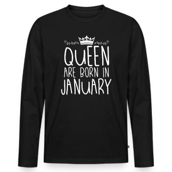 Queen Born in January - Men's Premium Organic Long Sleeve Shirt - black - Front - Nico (187cm)