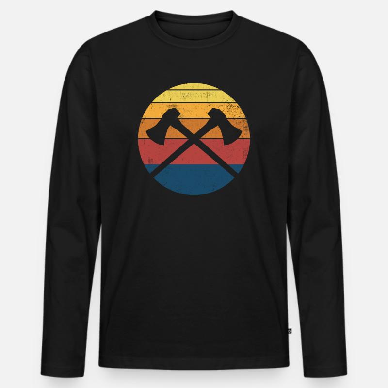 Axtwerfen Axt Wurfaxt Retro - Männer Premium Bio Langarmshirt - Schwarz