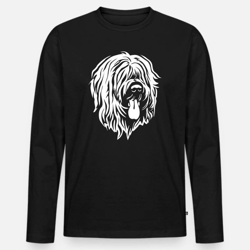 Briard Kopf "Black Edition" - Männer Premium Bio Langarmshirt - Schwarz