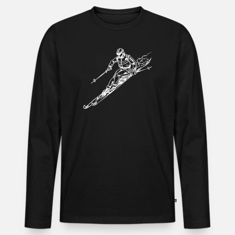 Ski - Männer Premium Bio Langarmshirt - Schwarz