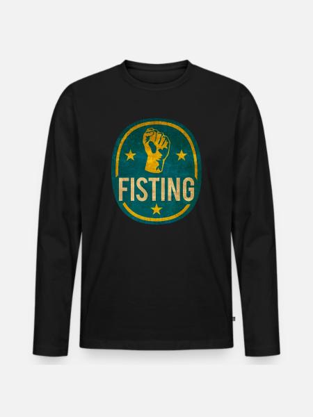 fisting logotyp t-shirt design XXX sex porr presentidé - Ekologisk långärmad premium-T-shirt herr - svart