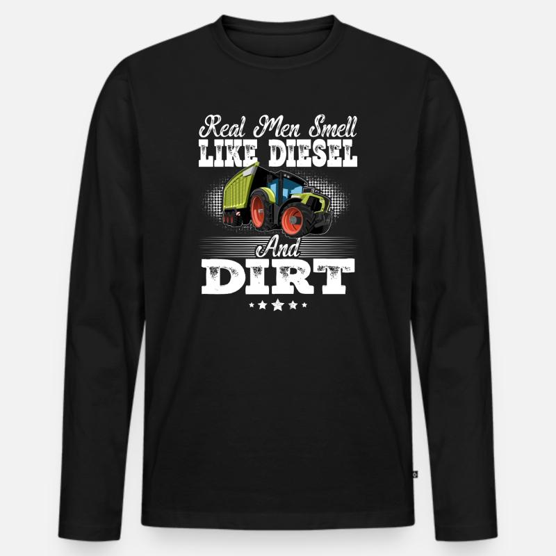 Traktor Lustiger Spruch - Männer Premium Bio Langarmshirt - Schwarz