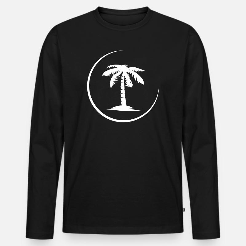 palm palme summer beach symbol Logo icon - Männer Premium Bio Langarmshirt - Schwarz