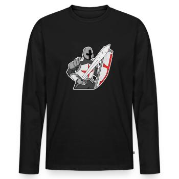 Chevaliers Templiers Chevalier Moyen Âge - T-shirt manches longues Premium bio Homme - noir - Devant - Nico (187cm)