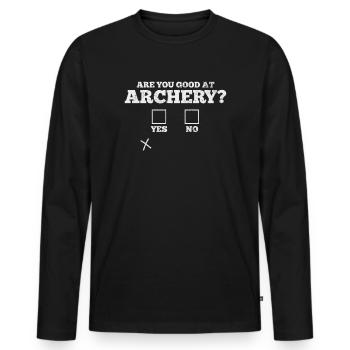 Tir à l’arc Archer - T-shirt manches longues Premium bio Homme - noir - Devant - Nico (187cm)