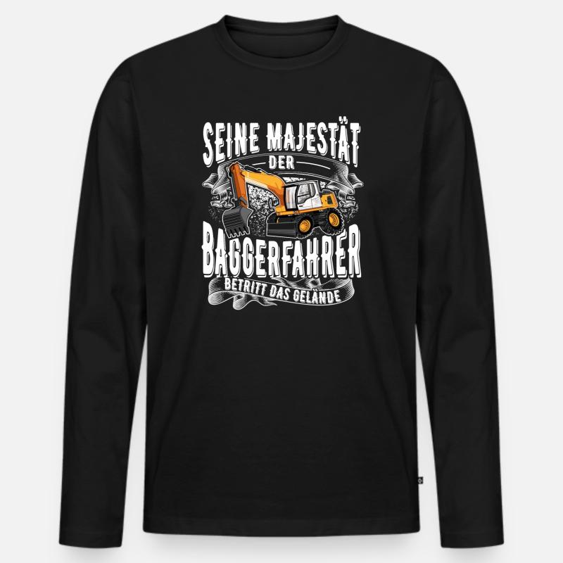 Baggerfahrer - Männer Premium Bio Langarmshirt - Schwarz