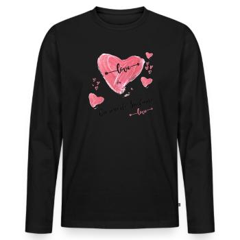 Cœur sur le chemin de Saint-Jacques-de-Compostelle - T-shirt manches longues Premium bio Homme - noir - Devant - Nico (187cm)