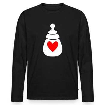 Milk bottle with heart - Men's Premium Organic Long Sleeve Shirt - black - Front - Nico (187cm)