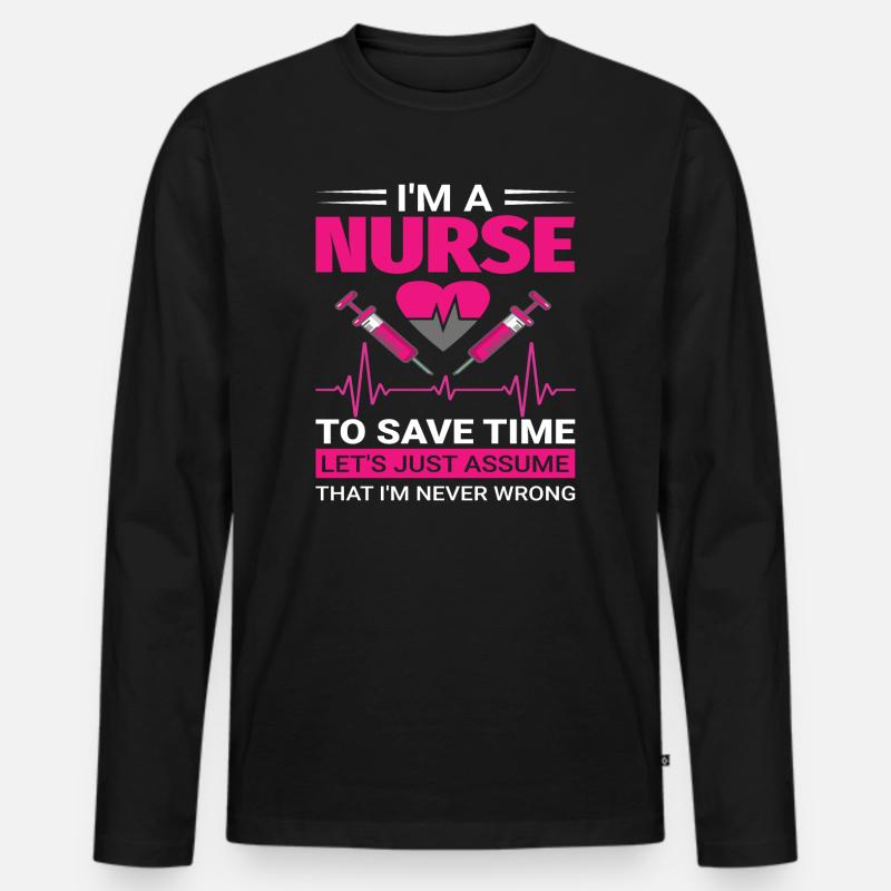 Krankenschwester - Männer Premium Bio Langarmshirt - Schwarz