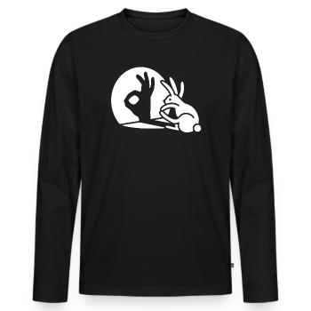 Lapin main d’ombre OK signe de geste Ok pico bello - T-shirt manches longues Premium bio Homme - noir - Devant - Nico (187cm)