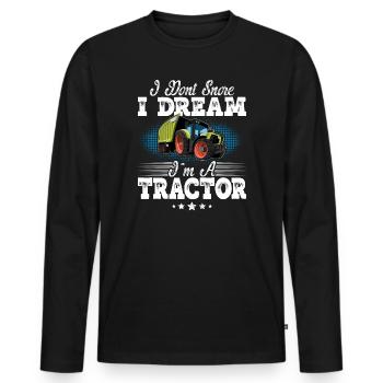 Tractor snoring funny saying - Men's Premium Organic Long Sleeve Shirt - black - Front - Nico (187cm)