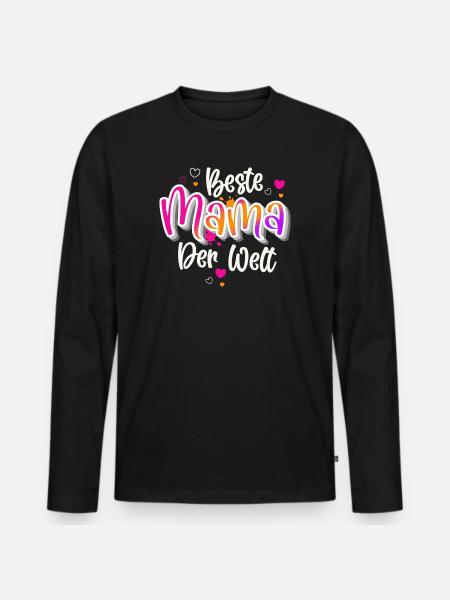 Beste Mama Der Welt - Männer Premium Bio Langarmshirt - Schwarz