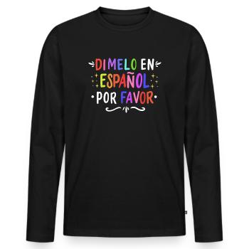 Espagnol Professeur d’espagnol Langue - T-shirt manches longues Premium bio Homme - noir - Devant - Nico (187cm)