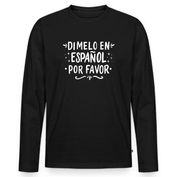 Espagnol Professeur d’espagnol Langue - T-shirt manches longues Premium bio Homme - noir - Devant - Nico (187cm)