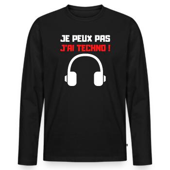 JE PEUX PAS J'AI TECHNO (NOIR) - T-shirt manches longues Premium bio Homme - noir - Devant - Nico (187cm)