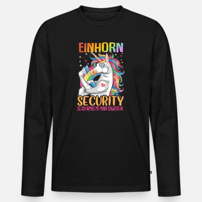 Einhorn Security Schwester - Männer Premium Bio Langarmshirt - Schwarz