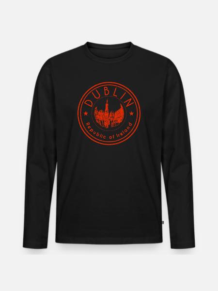 Dublin Skyline Stempel - Männer Premium Bio Langarmshirt - Schwarz
