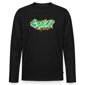 Crew - Männer Premium Bio Langarmshirt - Schwarz - Vorne - Nico (187cm)