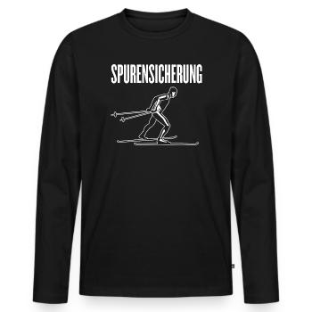 Langlauf Langläufer Langlaufen Spurensicherung - Männer Premium Bio Langarmshirt - Schwarz - Vorne - Nico (187cm)
