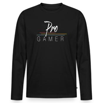 Pro Gamer - Männer Premium Bio Langarmshirt - Schwarz - Vorne - Nico (187cm)