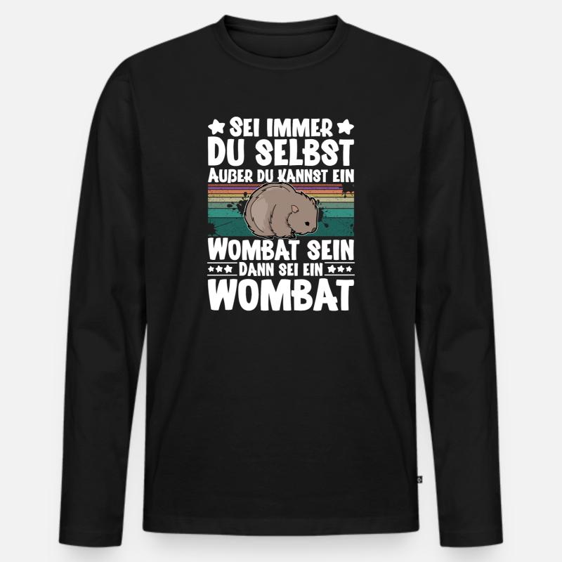 Wombat - Männer Premium Bio Langarmshirt - Schwarz