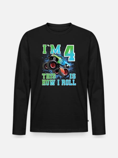 4 Years Monster Truck - Men's Premium Organic Long Sleeve Shirt - black