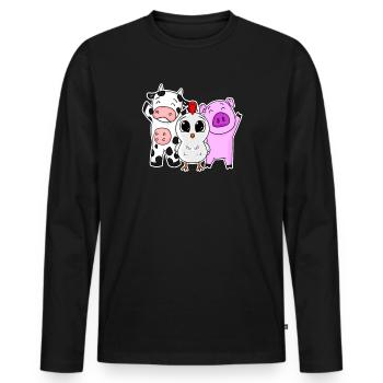 Cute Farm Animals - Men's Premium Organic Long Sleeve Shirt - black - Front - Nico (187cm)