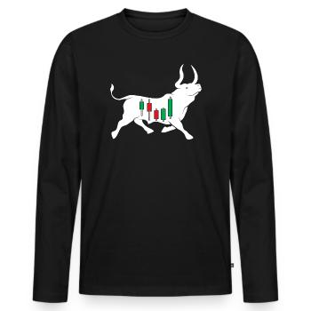 Bulletins d’actions - T-shirt manches longues Premium bio Homme - noir - Devant - Nico (187cm)