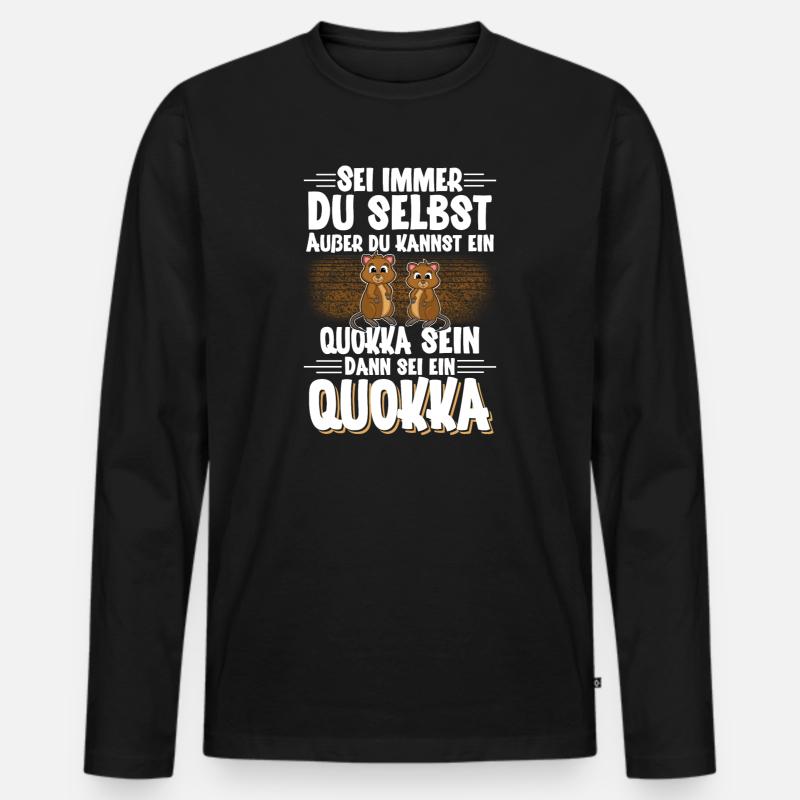 Quokka - Männer Premium Bio Langarmshirt - Schwarz