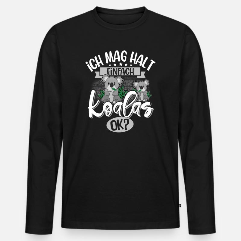 Koala - Männer Premium Bio Langarmshirt - Schwarz