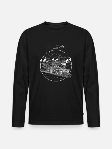 Steam train in winter magic - Men's Premium Organic Long Sleeve Shirt - black