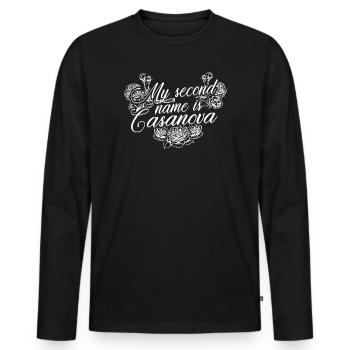 MY Second Name Is Casanova - T-shirt manches longues Premium bio Homme - noir - Devant - Nico (187cm)