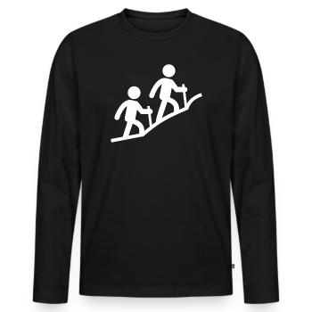 Randonnée, randonnée en montagne, trekking, course à pied - T-shirt manches longues Premium bio Homme - noir - Devant - Nico (187cm)