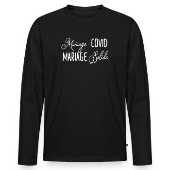 mariage covid mariage solide - T-shirt manches longues Premium bio Homme - noir - Devant - Nico (187cm)
