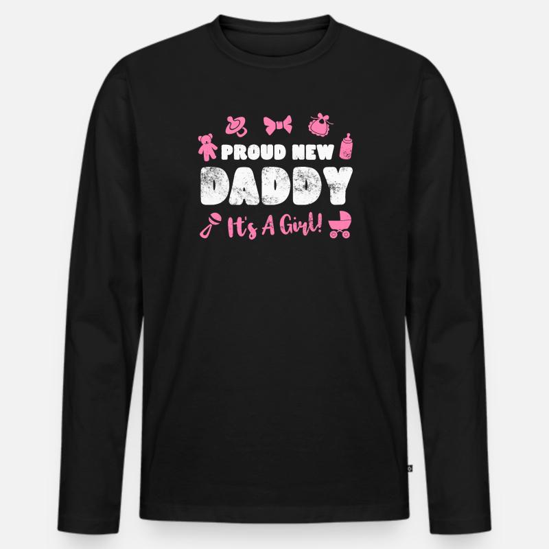 Vater Vaterschaft Baby Geburt - Männer Premium Bio Langarmshirt - Schwarz